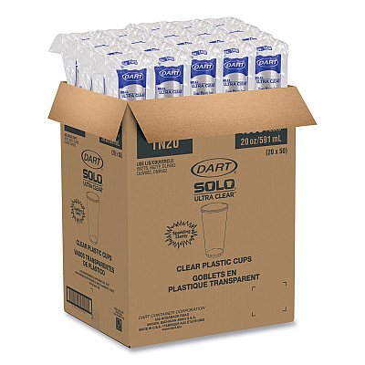 Dart Ultra Clear PETE Cold Cups, 20 oz, Clear, 50/Sleeve, 20 Sleeves/Carton (DCCTN20)