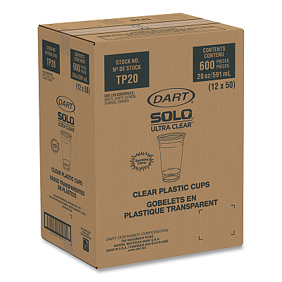 Solo Ultra Clear Cups, 20 oz, PET, 50/Bag, 12 Bags/Carton (DCCTP20)
