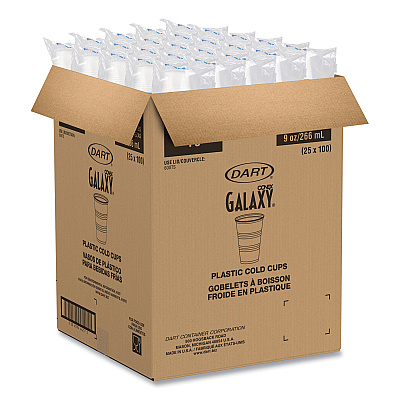 Dart High-Impact Polystyrene Cold Cups, 9 oz, Translucent, 100 Cups/Sleeve, 25 Sleeves/Carton (DCCY9CT)