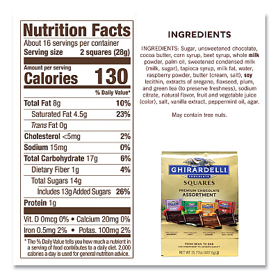 National Brand Lindt Lindor, Godiva, Ghiradelli Premium Chocolate Variety, 44.37 oz Bag, 3/Carton (GRR60000730)