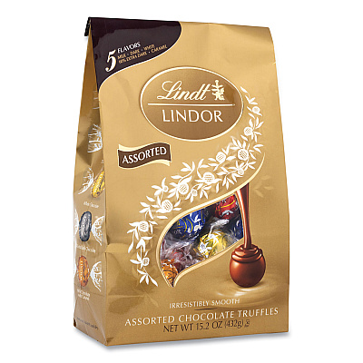 National Brand Lindt Lindor, Godiva, Ghiradelli Premium Chocolate Variety, 44.37 oz Bag, 3/Carton (GRR60000730)