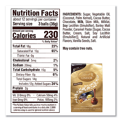 National Brand Lindt Lindor, Godiva, Ghiradelli Premium Chocolate Variety, 44.37 oz Bag, 3/Carton (GRR60000730)