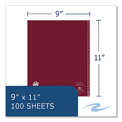Roaring Spring Lefty Notebook, 1 Subject, College Rule, Randomly Assorted Cover Color, (100) 11 x 9 Sheets. 24/Carton (ROA13503CS)