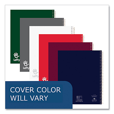 Roaring Spring Lefty Notebook, 1 Subject, College Rule, Randomly Assorted Cover Color, (200) 11 x 8.5 Sheets, 24/Carton (ROA11096CS)