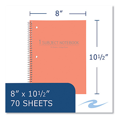 Roaring Spring Subject Wirebound Promo Notebook, 1-Subject, Med/College Rule, Assorted Cover, (70) 10.5 x 8 Sheets, 24/Carton (ROA10034CS)