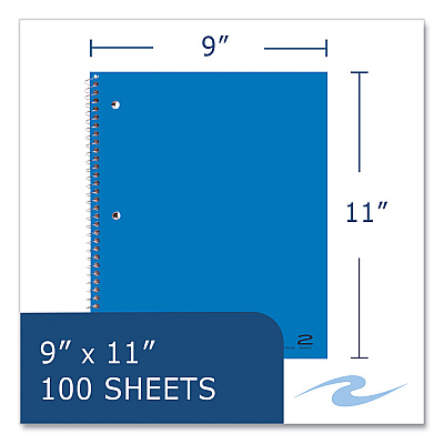 Roaring Spring Subject Wirebound Notebook, 2-Subject, Medium/College Rule, Assorted Cover, (100) 11 x 9 Sheets, 24/Carton (ROA11085CS)