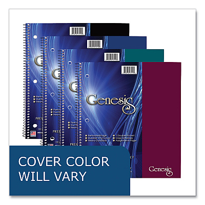 Roaring Spring Genesis Notebook, 1-Subject, Medium/College Rule, Randomly Assorted Cover Color, (100) 11 x 9 Sheets, 12/Carton (ROA13112CS)