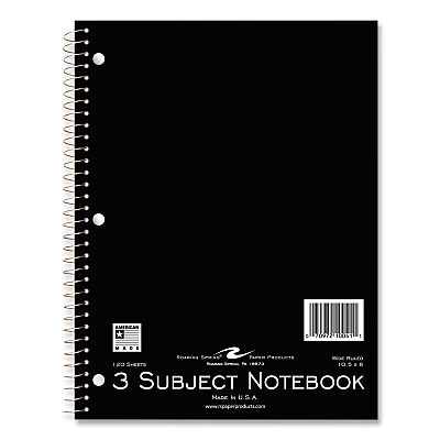 Roaring Spring Subject Wirebound Promo Notebook, 3-Subject, Wide/Legal Rule, Asstorted Cover, (120) 10.5 x 8 Sheets, 24/Carton (ROA10041CS)