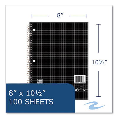 Roaring Spring Subject Wirebound Promo Notebook, 1-Subject, 4 sq/in Quad Rule, Assorted Cover, (100) 10.5 x 8 Sheets, 24/Carton (ROA10004CS)
