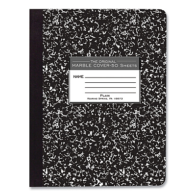 Roaring Spring Hardcover Marble Composition Book, Unruled, Black Marble Cover, (50) 9.75 x 7.5 Sheets, 48/Carton (ROA77260CS)