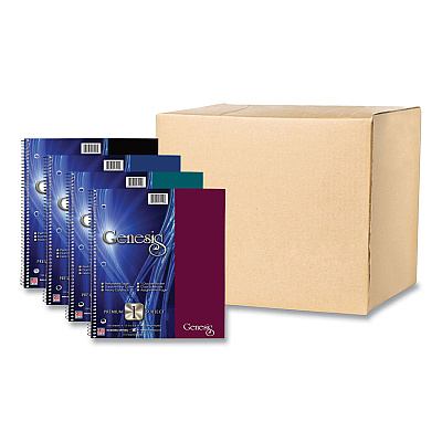 Roaring Spring Genesis Notebook, 1-Subject, Medium/College Rule, Randomly Assorted Cover Color, (100) 11 x 9 Sheets, 12/Carton (ROA13112CS)