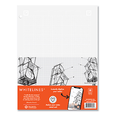 Roaring Spring Whitelines Engineering Pad, 5 sq/in Quadrille Rule, 80 Gray 8.5 x 11 Sheets, 24/Carton (ROA17030CS)