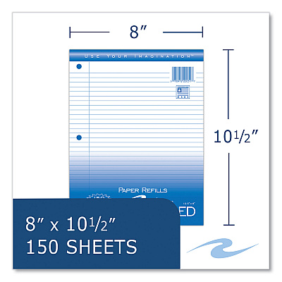 Roaring Spring Loose Leaf Paper, 8 x 10.5, 3-Hole Punched, College Rule, White, 150 Sheets/Pack, 24 Packs/Carton (ROA20051CS)