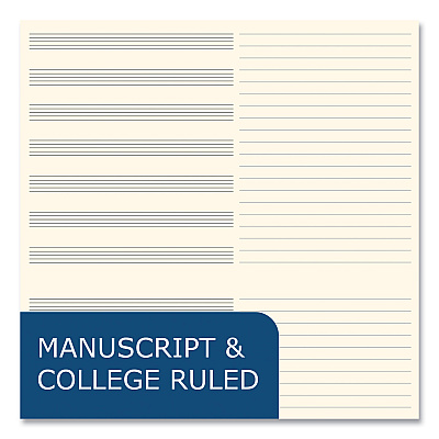 Roaring Spring Music Notebook, Medium/College Rule, Transcription Format, Blue Cover, (32) 8.5 x 11 Sheets, 24/Carton (ROA11032CS)