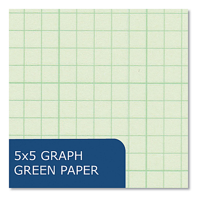 Roaring Spring Engineer Pad, (1.25" Margin), Quad Rule (5 sq/in, 1 sq/in), 200 Light Green 8.5 x 11 Sheets/Pad, 12/Carton (ROA95589CS)