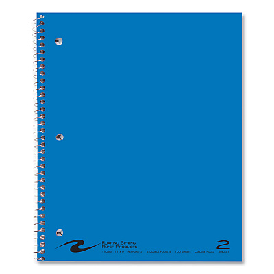 Roaring Spring Subject Wirebound Notebook, 2-Subject, Medium/College Rule, Assorted Cover, (100) 11 x 9 Sheets, 24/Carton (ROA11085CS)
