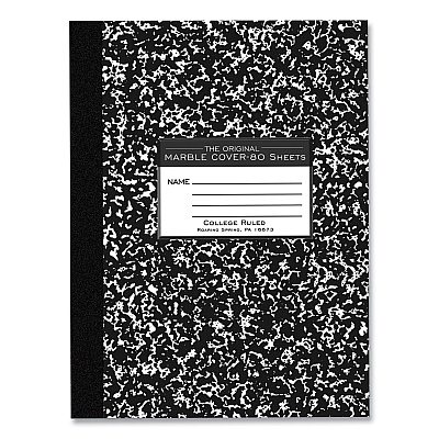Roaring Spring Flexible Cover Composition Book, Med/College Rule, Black Marble Cover, (80) 10.25 x 7.88 Sheets, 48/Carton (ROA77481CS)