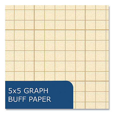 Roaring Spring Covered Engineering Pad, 5 sq/in Quadrille Rule, 80 Buff 8.5 x 11 Sheets, 24/Carton (ROA95370CS)
