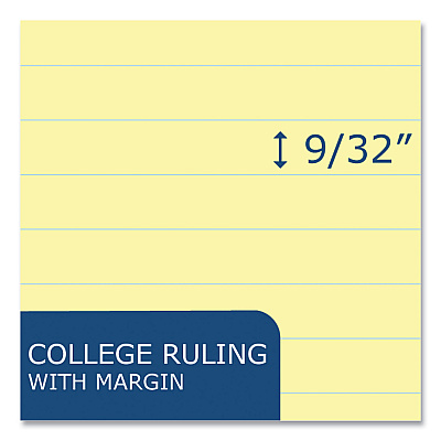 Roaring Spring WIDE Landscape Format Writing Pad, Medium/College Rule, 40 Canary 11 x 9.5 Sheets, 18/Carton (ROA74511CS)