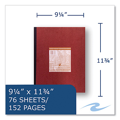 Roaring Spring Lab and Science Numbered Notebook, Quadrille Rule (4 sq/in), Red Cover, (76) 11.75 x 9.25 Sheets, 24/Carton (ROA77648CS)