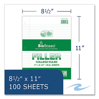 Roaring Spring Filler Paper, 3-Hole, 8.5 x 11, College Rule, 100 Sheets/Pack, 24 Packs/Carton (ROA13986CS)
