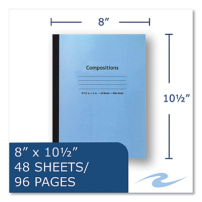 Roaring Spring Flexible Cover Composition Notebook, Wide/Legal Rule, Blue Cover, (48) 10.5 x 8 Sheets, 72/Carton (ROA77501CS)