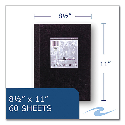 Roaring Spring Lab and Science Black Notebook, Quad Rule (5 sq/in), Black Cover, (60) 11 x 8.5 Sheets, 24/Carton (ROA77591CS)