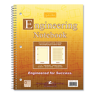 Roaring Spring Wirebound Engineering Notebook, 20 lb Paper Stock, Buff Cover, 80 Buff 11 x 8.5 Sheets, 24/Carton (ROA13182CS)