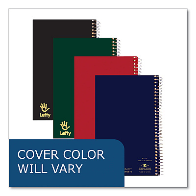 Roaring Spring Lefty Notebook, 1-Subject, Medium/College Rule, Randomly Assorted Cover Color, (80) 8 x 5 Sheet, 24/Carton (ROA13507CS)