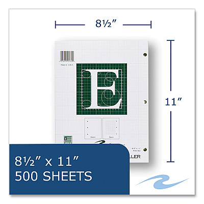 Roaring Spring Engineer Filler Paper, 3-Hole, Frame Format/Quad Rule (5 sq/in, 1 sq/in) 500 Sheets/Pack, 5/Carton (ROA95782CS)