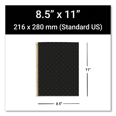 Roaring Spring MR M Fashion Notebook, 4-Subject, Medium/College Rule, Black Dots Cover, (120) 11 x 8.5 Sheets, 5/Carton (ROA48293CS)