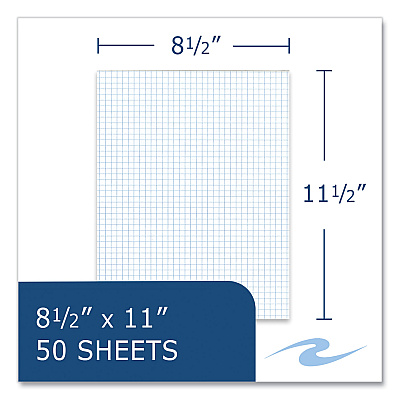 Roaring Spring Gummed Pad, 4 sq/in Quadrille Rule, 50 White 8.5 x 11 Sheets, 72/Carton (ROA95160CS)