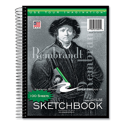 Roaring Spring Sketch Book, 60-lb Drawing Paper Stock, Rembrandt Photography Cover, (100) 11 x 8.5 Sheets, 12/Carton (ROA53101CS)