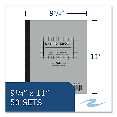 Roaring Spring Lab and Science Carbonless Notebook, Quad Rule (4 sq/in), Gray Cover, (100) 11x9.25 Sheets, 12/Carton (ROA77645CS)
