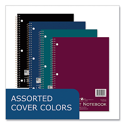 Roaring Spring Subject Wirebound Promo Notebook, 1-Subject, Wide/Legal Rule, Assorted Cover, (70) 10.5 x 8 Sheets, 24/Carton (ROA10021CS)