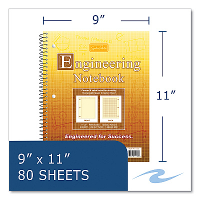 Roaring Spring Wirebound Engineering Notebook, 20 lb Paper Stock, Buff Cover, 80 Buff 11 x 8.5 Sheets, 24/Carton (ROA13182CS)