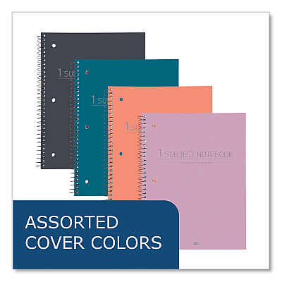 Roaring Spring Subject Wirebound Promo Notebook, 1-Subject, Med/College Rule, Assorted Cover, (70) 10.5 x 8 Sheets, 24/Carton (ROA10034CS)