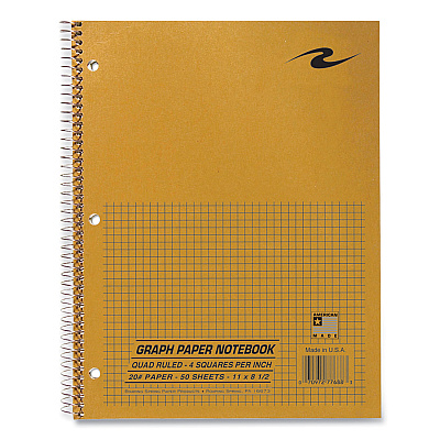 Roaring Spring Lab and Science Wirebound Notebook, Quadrille Rule (4 sq/in), Brown Cover, (50) 8.5 x 11 Sheets, 24/Carton (ROA77688CS)