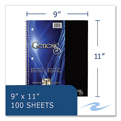Roaring Spring Genesis Notebook, 1-Subject, Medium/College Rule, Randomly Assorted Cover Color, (100) 11 x 9 Sheets, 12/Carton (ROA13112CS)