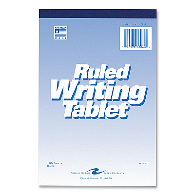 Roaring Spring Writing Tablet, Wide/Legal Rule, 100 White 6 x 9 Sheets, 48/Carton (ROA63046CS)