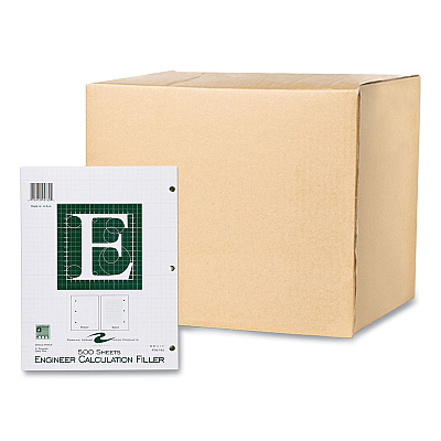 Roaring Spring Engineer Filler Paper, 3-Hole, Frame Format/Quad Rule (5 sq/in, 1 sq/in) 500 Sheets/Pack, 5/Carton (ROA95782CS)