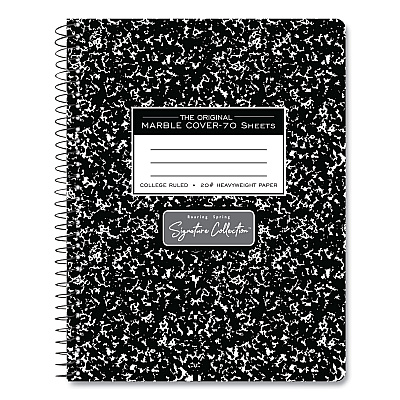 Roaring Spring Spring Signature Composition Book, Med/College Rule, Black Marble Cover, (70) 9.75 x 7.5 Sheets, 24/Carton (ROA10111CS)