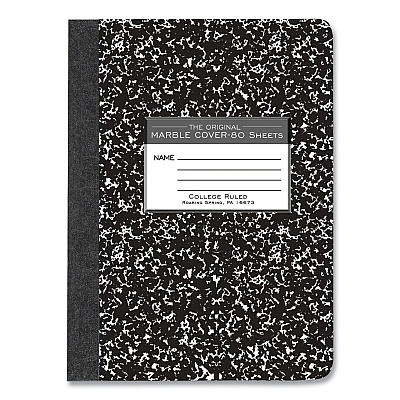 Roaring Spring Hardcover Marble Composition Book, Med/College Rule, Black Marble Cover, (80) 9.75 x 7.5 Sheet, 48/CT (ROA77226CS)
