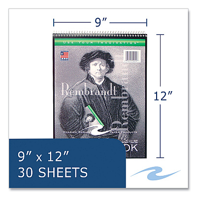 Roaring Spring Sketch Pad, Unruled, Rembrandt Photography Cover, (30) 9 x 12 Sheets,12/Carton (ROA52112CS)