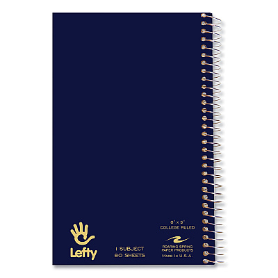 Roaring Spring Lefty Notebook, 1-Subject, Medium/College Rule, Randomly Assorted Cover Color, (80) 8 x 5 Sheet, 24/Carton (ROA13507CS)