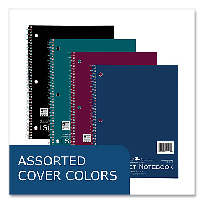 Roaring Spring Subject Wirebound Notebook, 1-Subject, Medium/College Rule, Assorted Cover, (70) 10.5 x 8 Sheets, 24/Carton (ROA10322CS)