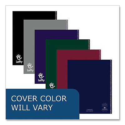 Roaring Spring Lefty Notebook, 1 Subject, College Rule, Randomly Assorted Cover Color, (100) 11 x 9 Sheets. 24/Carton (ROA13503CS)