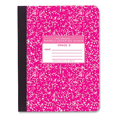 Roaring Spring Ruled Composition Book, Grade 3 Manuscript Format, Magenta Marble Cover, (80) 9.75 x 7.5 Sheets 48/Carton (ROA97227CS)