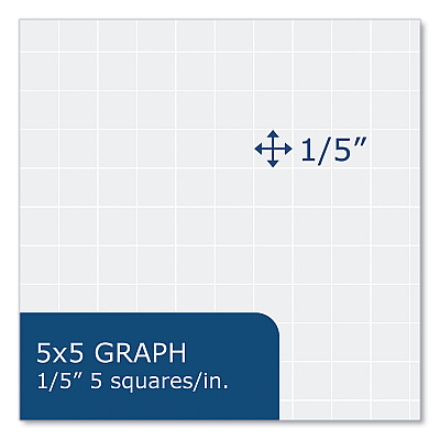 Roaring Spring Whitelines Engineering Pad, 5 sq/in Quadrille Rule, 80 Gray 8.5 x 11 Sheets, 24/Carton (ROA17030CS)