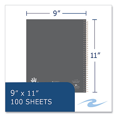 Roaring Spring Lefty Notebook, 1 Subject, College Rule, Randomly Assorted Cover Color, (200) 11 x 8.5 Sheets, 24/Carton (ROA11096CS)